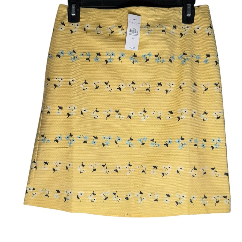 Ann Taylor Skirt Womens size 0 A-line Yellow Floral Lined Summer NWT